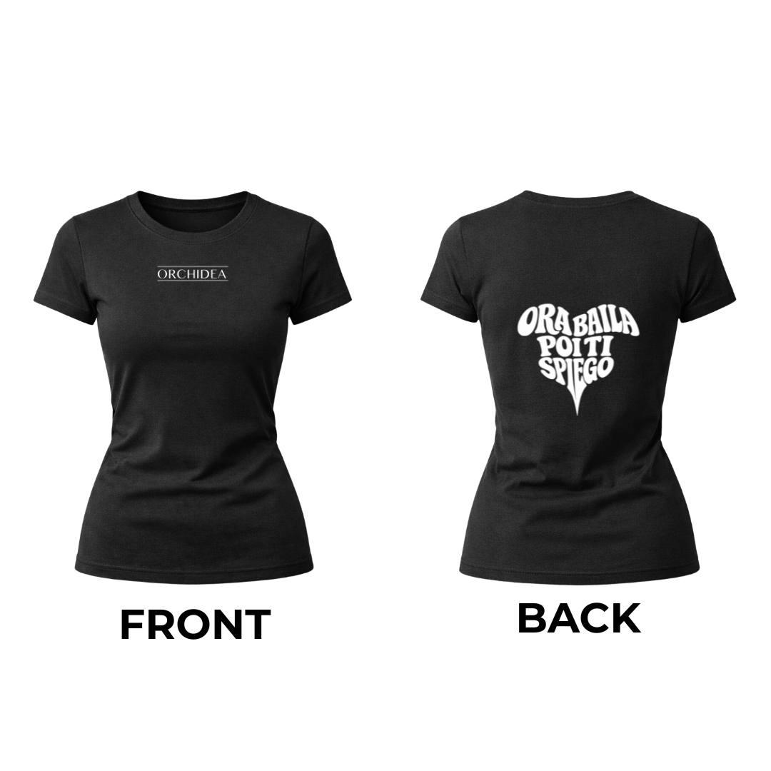 Maglietta donna Orchidea fronte e retro